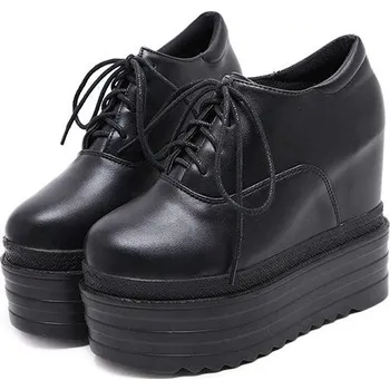 Dámské polobotky Stylové polobotky na masivní platformě Barva: Černá, Velikost: 39