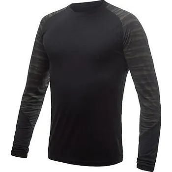 Pánské tričko SENSOR MERINO IMPRESS pánské triko dl.rukáv černá/batik Velikost: M
