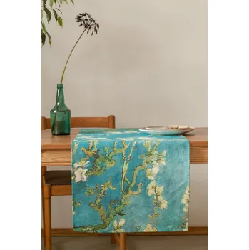 ubrus Lněný běhoun na stůl Vincent Van Gogh Mandlový květ / Almond Blossom Rozměry ubrusů: 180x50 cm