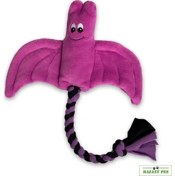 Hračka pro psa Pískací potvůrky plyšová hračka pro psy netopýr střední fialový