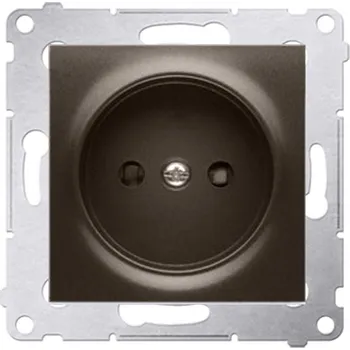 Elektrická zásuvka SIMON DG1Z.01/46 Zásuvka jednonásobná bez uzemnění se clonami elektrických kolejí hnědá matná, metal