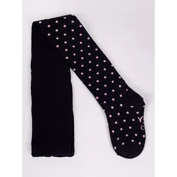 YO Punčocháče RAB0003G černé puntíkované velikost oblečení - děti: 116/122