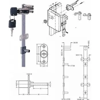 Nábytkové kování ARMSTRONG 666-S 600/4 9mm centrál+tyč Ni