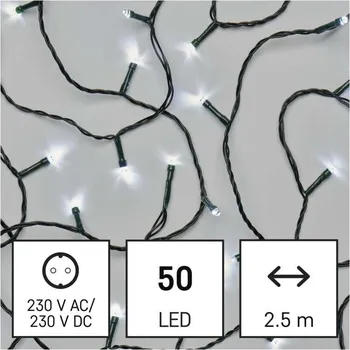 Vánoční světelná dekorace EMOS D4GC01 50 LED řetěz, 2,5m, IP20, studená bílá