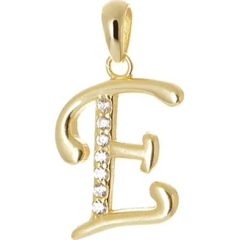 Přívěsek Stříbrný přívěšek písmeno E se zirkony STRZ0878F