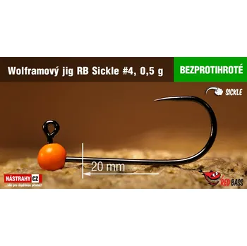 Rybářský háček Bezprotihrotý wolframový jig RedBass Sickle vel. 4 - 20 mm - #4 - 0,5 g, Orange, 5 ks
