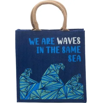 turistický batoh AWM, Ltd, S3 8AL Jutová Taška s Potiskem - We are Waves 30x30 cm Modrá