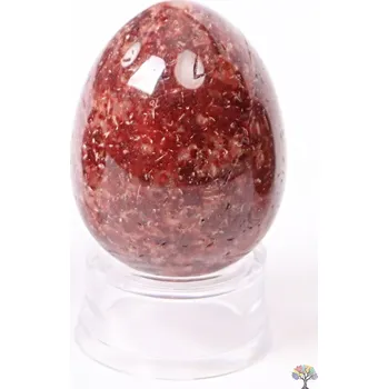 Magieprirody.cz Yoni kamenné vajíčko Granátovec (granátit) #123 + podstavec