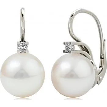 Náušnice Couple, Moderní perlové náušnice Allexina, bílé zlato a&nbsp;zirkony, 6680013-0-0-91
