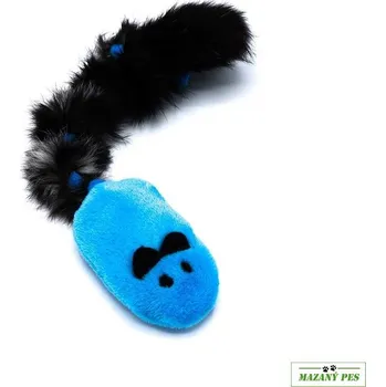 Hračka pro psa Pískací potvůrky plyšová hračka pro psy myš s králičí kožešinou modrá
