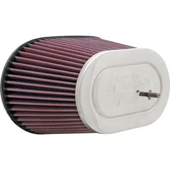 Filtr pro motocykl K&N univerzální oválný zkosený filtr se vstupem a výškou 140 mm, kovový vrchlík