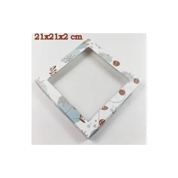 Dárková krabička Vánoční krabička s průhledným okénkem 21x2x21 cm