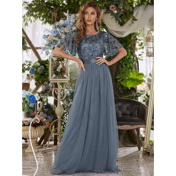 Dámské šaty Ever Pretty plesové šaty modro šedé 0904 Velikost: XXL / 44 / 12 / 16