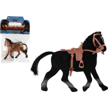 Hračka Teddies Kůň fliška se sedlem 15cm 2 barvy v sáčku 16x24cm