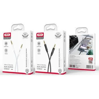 Audio kabel Propojovací audio kabel XO 3,5mm jack - samec / samec 3 pin - 1m - tkanička - bílý