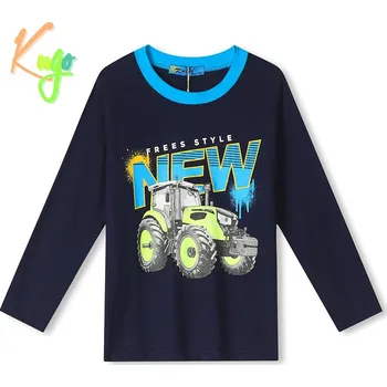 Chlapecké tričko tm.modré Kugo MC3789 (Chlapecké tričko dlouhý rukáv)