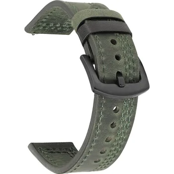 Kožený Barevný Pásek Na Hodinky 18 Mm Barva: Zelená