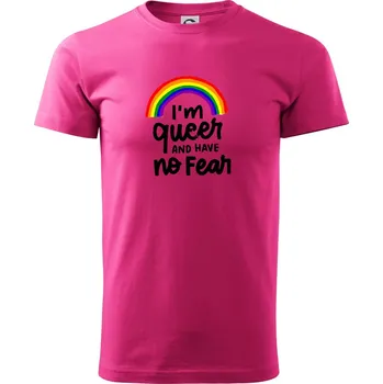 Pánská móda Im queer and have no fear - Klasické pánské triko vyšší gramáže - XL ( Purpurová )