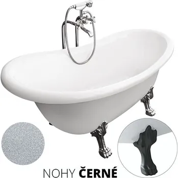 Vana Besco Akrylátová volně stojící vana Otylia Glam S 160x77 (170x77) bez přepadu Rozměry (cm): 170x77, Typ a barva výpustě: bez odpadového sifonu, Barva podpěrných nožek: Černá mat