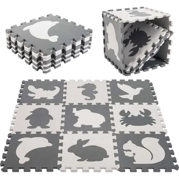 Pěnové puzzle pro děti se zvířaty 9 dílků černé/bílé