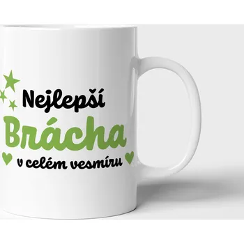 Bílý hrneček s potiskem "Nejlepší brácha v celém vesmíru"