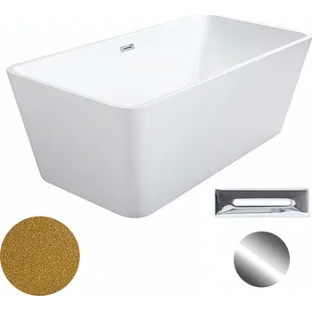 Vana Besco Akrylátová volně stojící vana Evita Glam Z 160x80 Barva: Bílá/zlatá, Rozměry (cm): 160x80, Typ a barva výpustě: Click-Clack s přepadem, chrom