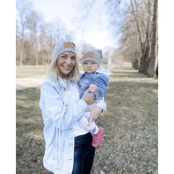 Kojenecká čepice Jarní párová čepička pro mámu, tátu a dítě Barva čepičky: Šedá, Velikost čepičky: 40-48cm ( 5 měsíců do 3 let )