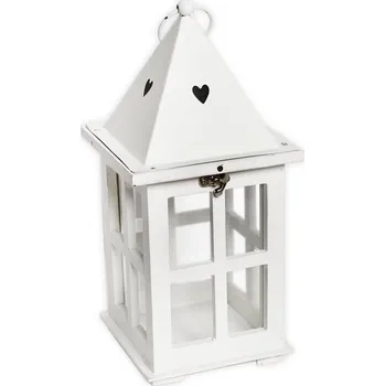 Zahradní dekorace Lucerna dřevo 31cm bílá (553468)