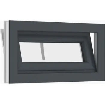 Okno plastové okno sklepní 90x50 cm, sklopné, antracit/bílá, PREMIUM 7000 (Dvoubarevné okno - bílá do interiéru, antracit směrem ven (obrázek je pouze ilustrativní z důvodu technického provedení).)