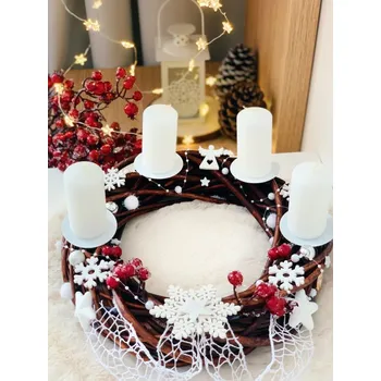 Vánoční dekorace BRIMOON Adventní věnec bílý