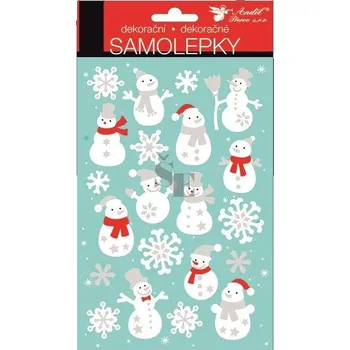 Vánoční dekorace Okenní fólie vánoční samolepící bílé se stříbrnými glitry 25x14 cm sněhuláci 10367, Anděl Přerov