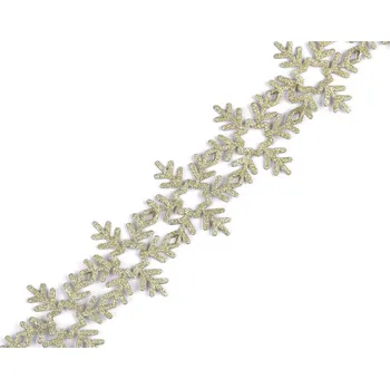 Vánoční samolepicí prýmek vločky šíře 35 mm, barva 2 zlatá sv.