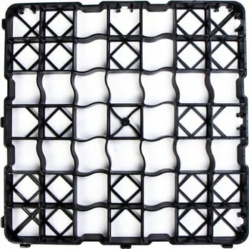 Venkovní dlažba Černá plastová zátěžová zatravňovací dlažba N50 PRO - 49,5 x 49,5 x 5 cm