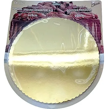 Metalická dortová podložka 28cm+5krajek CB101