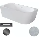 Besco Akrylátová volně stojící rohová vana Zoya Glam S 150x75 (170x80) bílá/stříbrná Rozměry (cm): 150x75, Typ a barva výpustě: Click-Clack s přepadem, grafit, Orientace: Levá