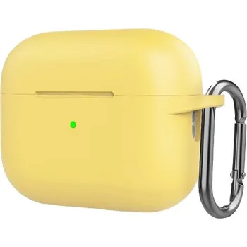 Pouzdro na mobilní telefon Silikonový ochranný obal s karabinou pro AirPods Pro 2 s Lightning konektorem - žlutý