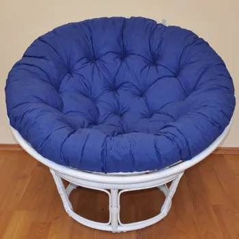 Papasan Nábytek PEGAS Ratanový papasan 100 cm bílý, polstr tmavě modrý melír