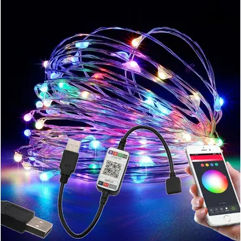 Vánoční dekorace BERGE LED světelný řetěz - RGB MULTICOLOR - USB - SMART - 5 m 822637
