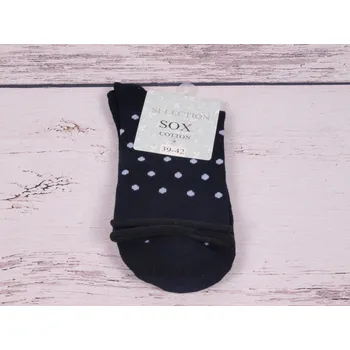 Dámské ponožky CNB BERLIN Ponožky DE 34323 se zdravotním nevírajícím ruličkovým lemem tm. modré puntíkované velikosti ponožek: 23-25 (EUR vel. 35-38)