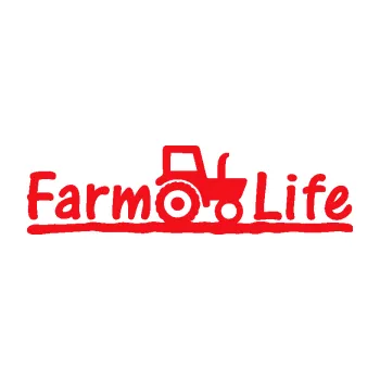Polep vozidla SAMOLEPKA Farm life nápis s traktorem (10 - červená) NA AUTO, NÁLEPKA, FÓLIE, POLEP, TUNING, VLASTNÍ TEXT, TISK, AUTOSAMOLEPKY.cz, POLEPY, OBRÁZEK, LOGO, SAMOLEPKY