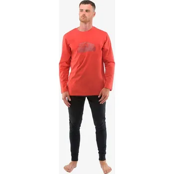 Pánské pyžamo GINA pánské pyžamo dlouhé pánské, šité, s potiskem Pyžama 2022 79127P červená černá M