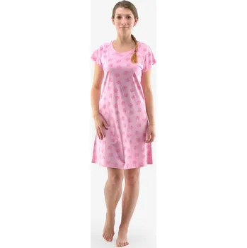 Dámská noční košile GINA dámské košilka noční dámská krátký rukáv, šité, s potiskem Pyžama 2022 19132P růžovofialová pink XL