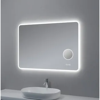 Zrcadlo LED koupelnové zrcadlo MATTEO LIGHT 100×70 cm s kosmetickým zrcátkem 5× zoom, nastavitelná teplota světla