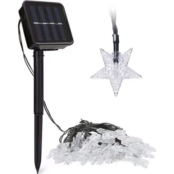 Vánoční dekorace SOLAR Solární vánoční řetěz teplá bílá, 30LED hvězda/6Metrů