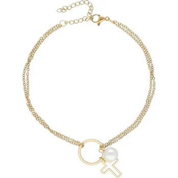 Náramek Doria Náramek na nohu s křížem z oceli (G497)