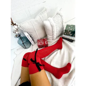 Dámské punčochy Fashionweek Nadkolenky,ponožky nad koleno FAVOURITE Barva: Červená, Velikost: Universal