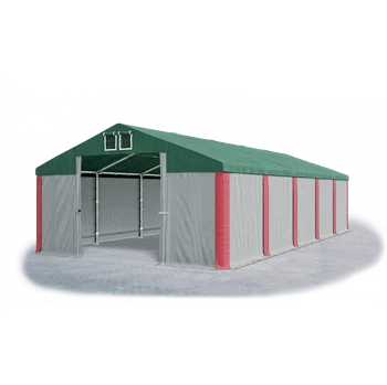 Zahradní stan Skladový stan 6x24x2m střecha PVC 560g/m2 boky PVC 500g/m2 konstrukce POLÁRNÍ Zelená Šedá Červená