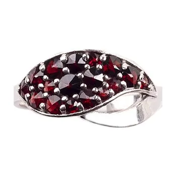 Prsten stříbrný prsten s českým granátem - vlnka (6270944) Velikost: 52, povrchová úprava: zlacené