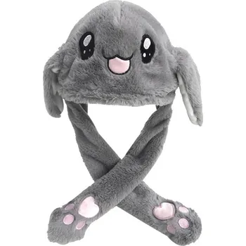 Karnevalový doplněk Svítící plyšová čepice s pohyblivýma ušima králík šedá