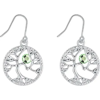 Náušnice B-TOP Dámské náušnice s krystaly STROM ŽIVOTA - bílé pozlacení